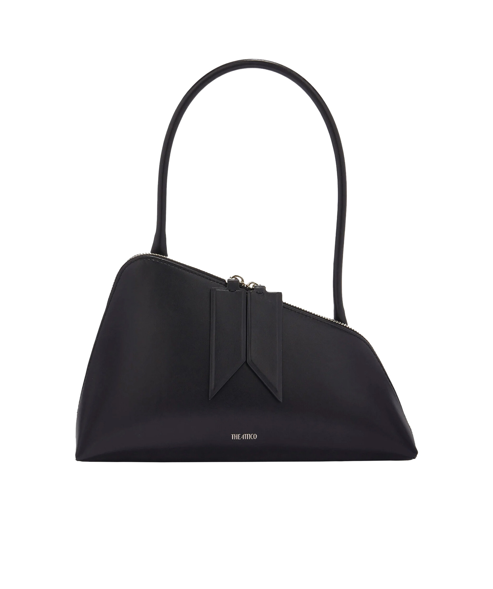 Attico Sunrise Leather Shoulder Bag In Black