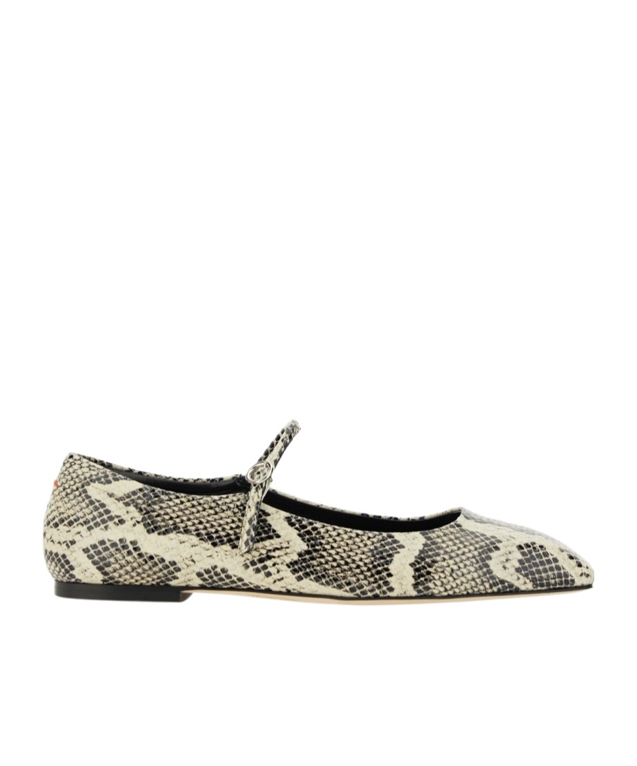 Aeyde Uma Snake Printed Leather Flats In Nude