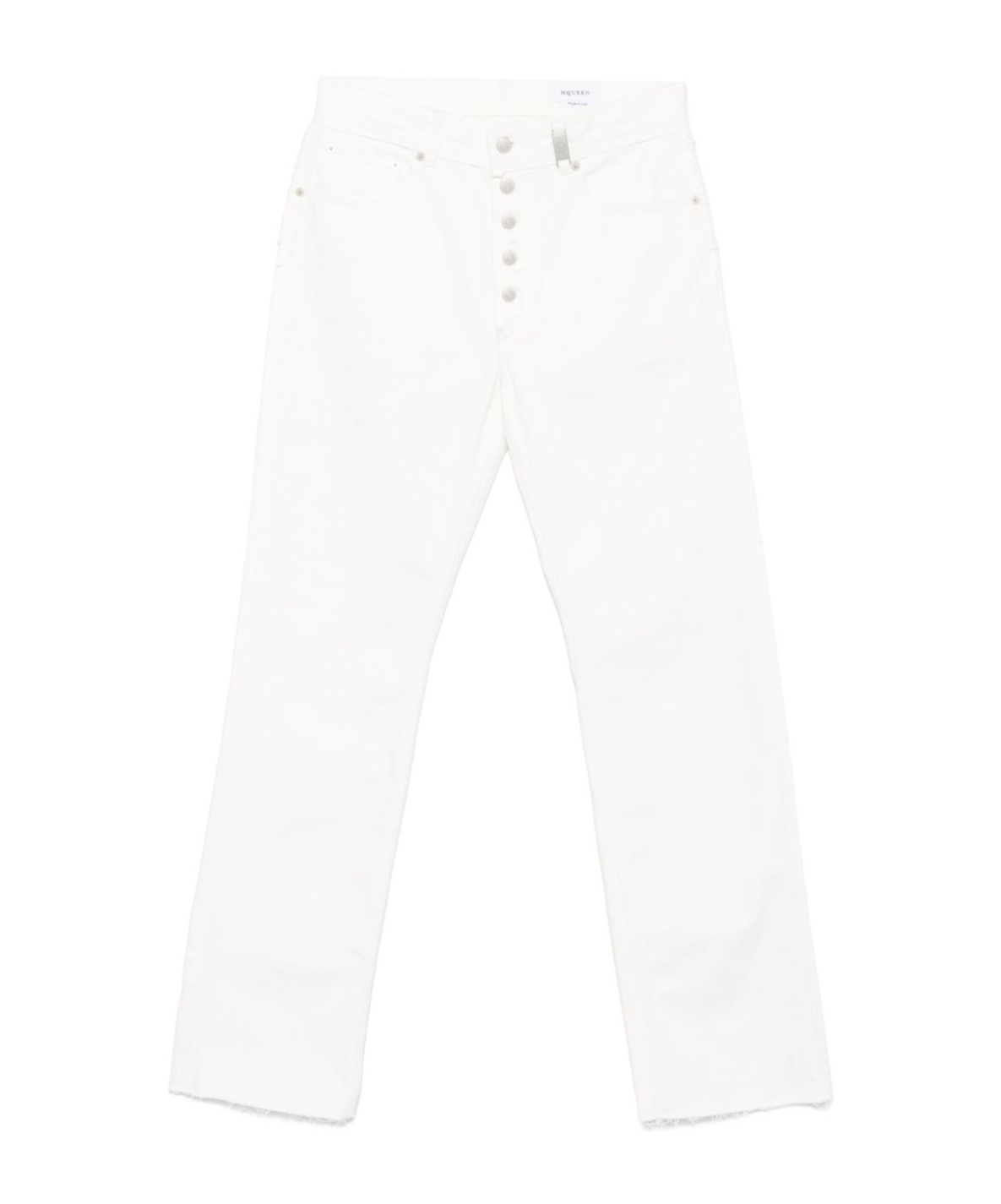 Alexander Mcqueen High Waist 5 Pockets Belt Loops Trousers In White