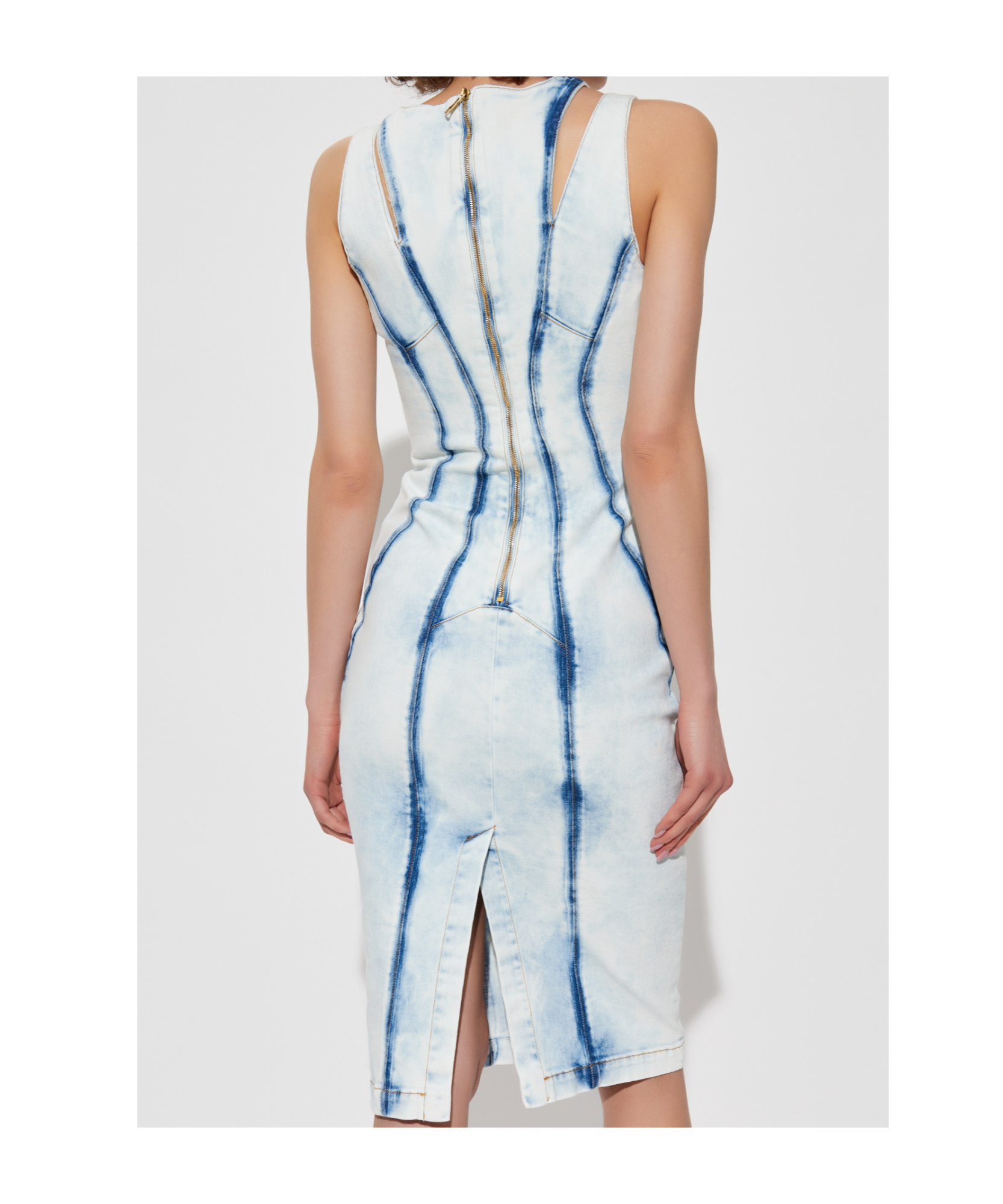 Versace Jeans Round Neck Sleeveless Dress In White
