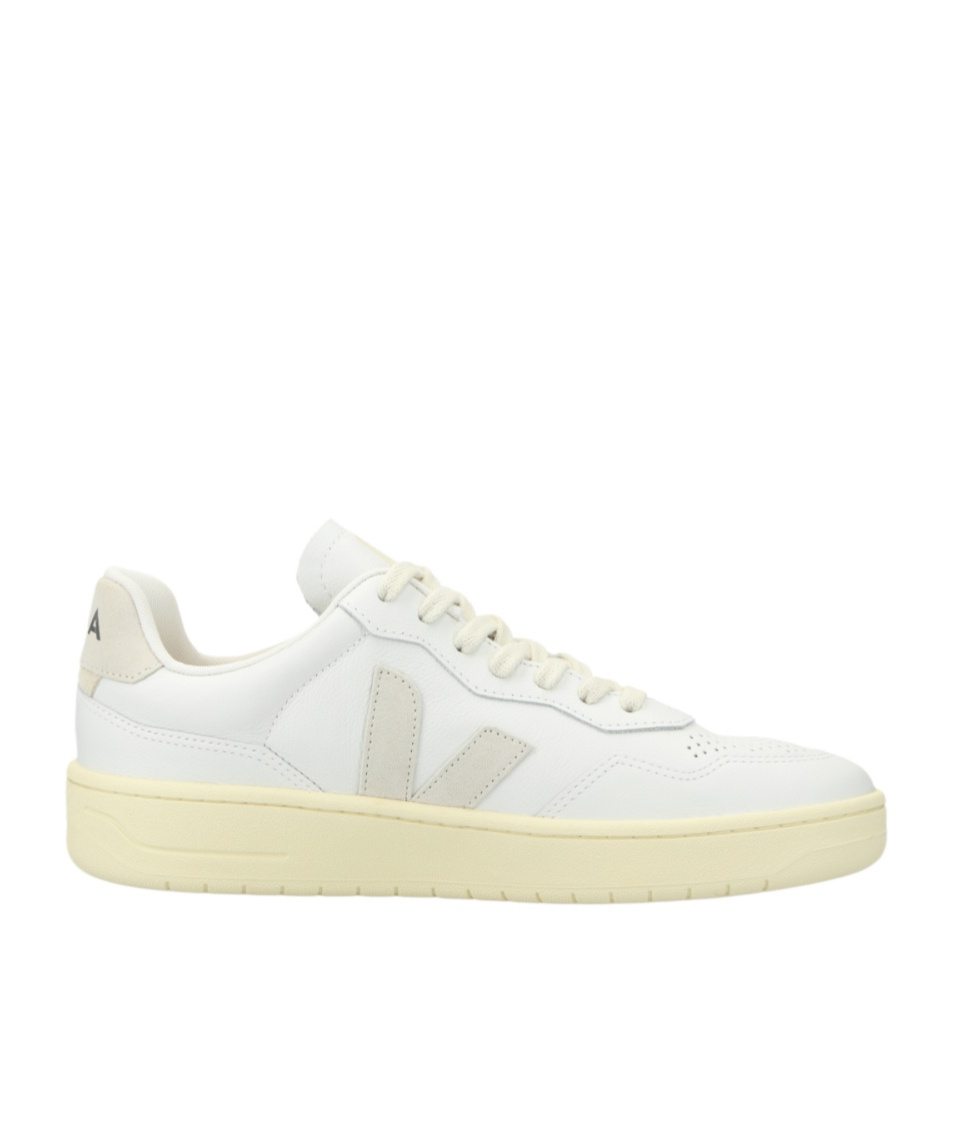 Veja V-90 O. T. Leather Sneakers In White