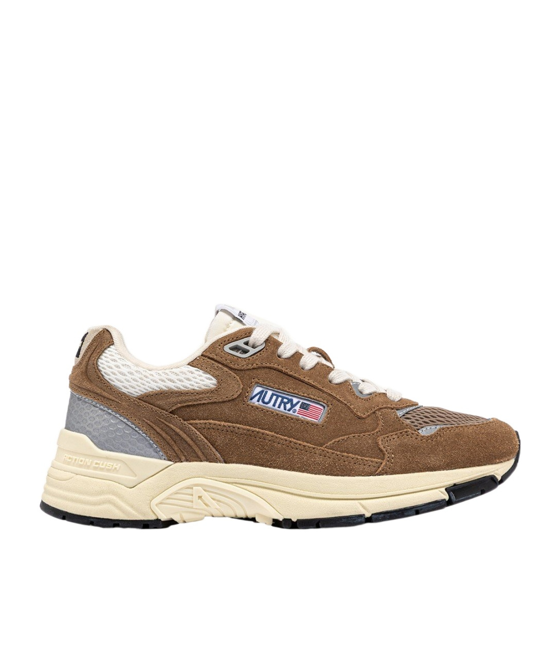 Autry Hyperway Beige Low Top Sneakers With Logo Patch On Side And Tongue In Suede And Mesh Woman In Brown