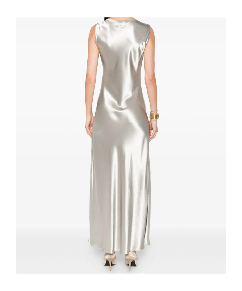 Alberta Ferretti V-neck Slip Dress In Silver