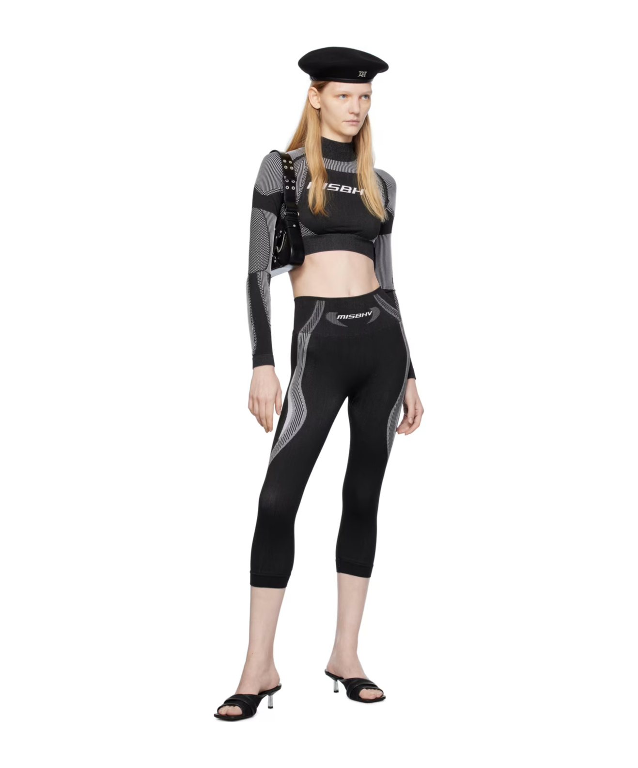 Misbhv Logo-waistband Cropped Leggings In Black