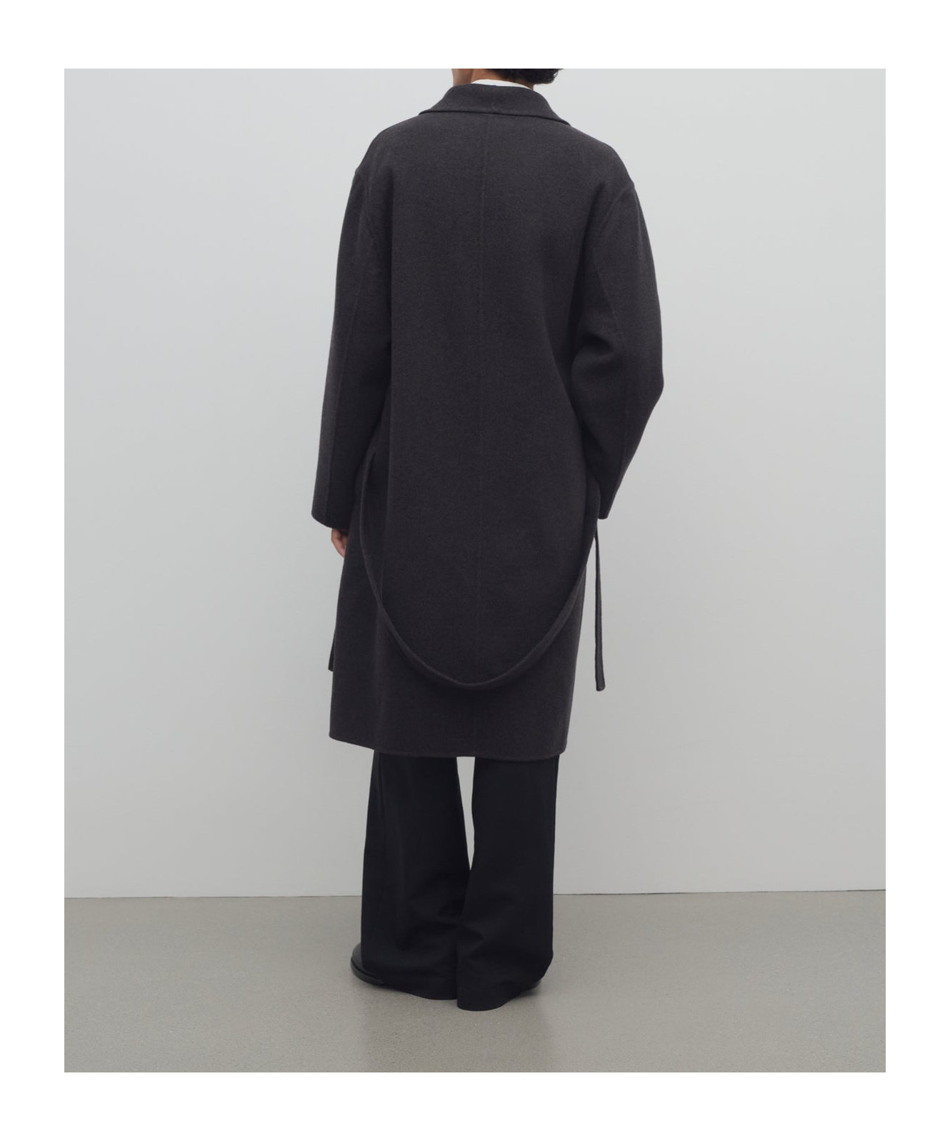The Row Hugh Cashmere Coat In Charcoal Gray Mixed Color