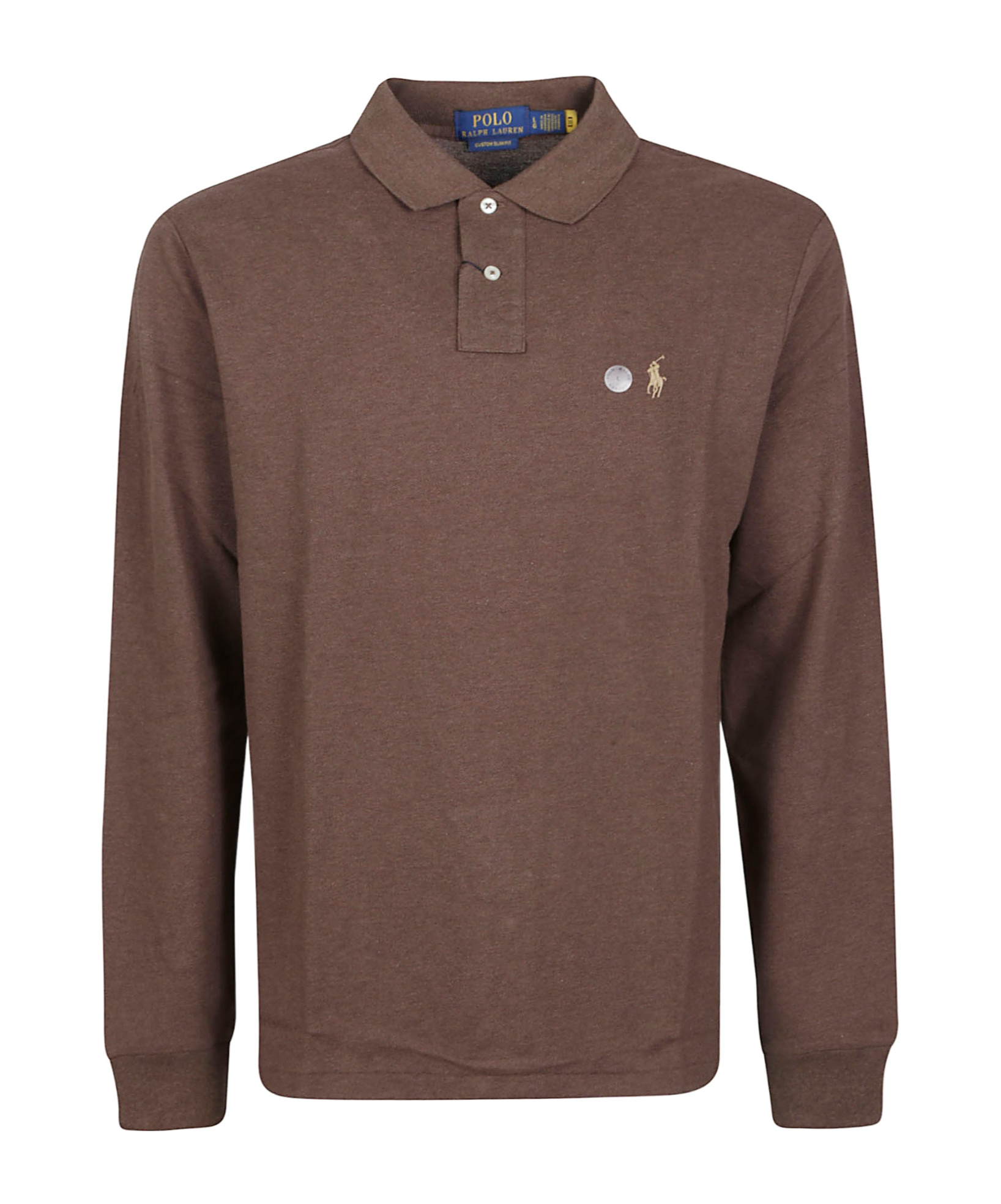 Polo Ralph Lauren Textured Knit Long-sleeve Polo With Classic Collar In Brown