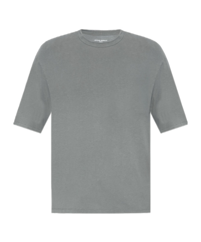 Shop Officine Generale Open-necked Black Shirt In Gray