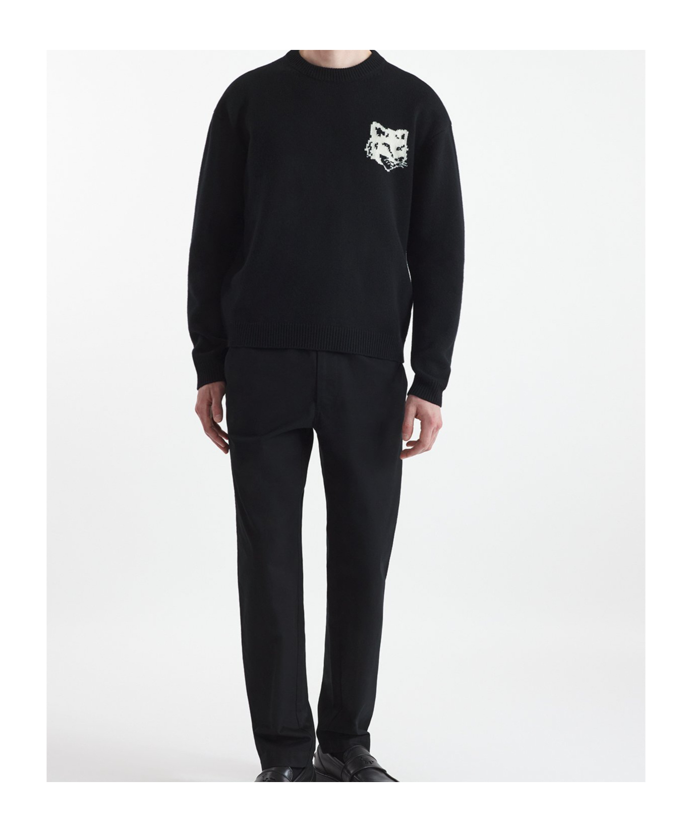 Shop Maison Kitsuné Fox Head Intarsia-knit Jumper In Black
