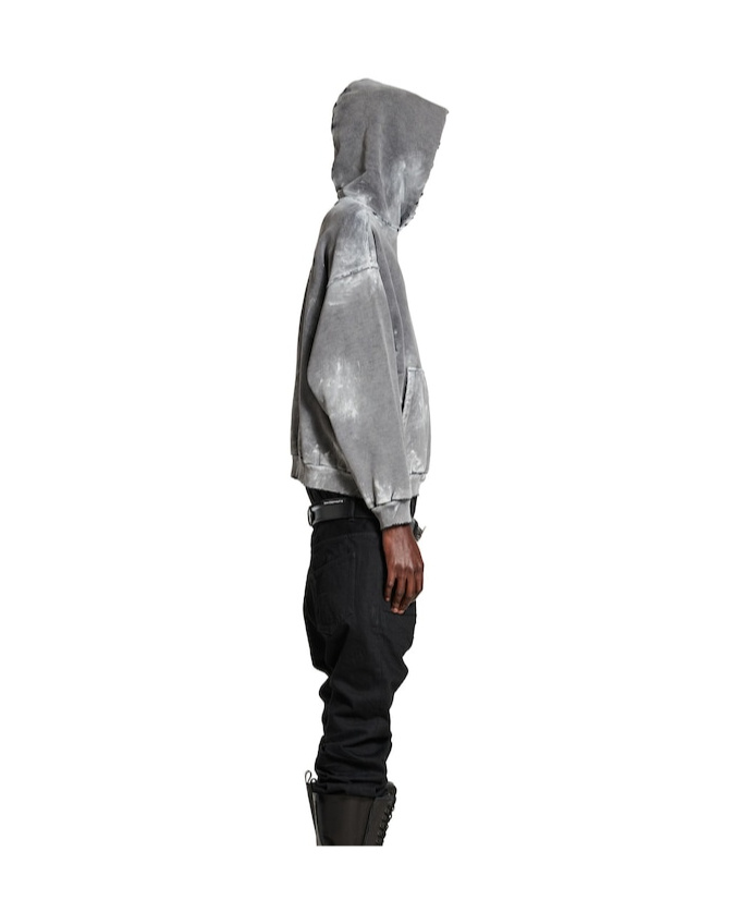 Balenciaga Logo Embroidered Hooded Sweatshirt In Gray