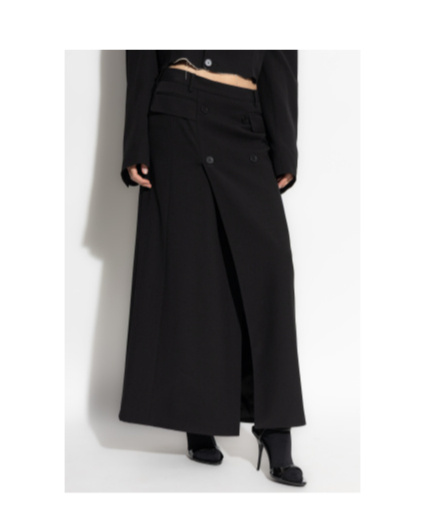Balenciaga Button-embellished Skirt In Black