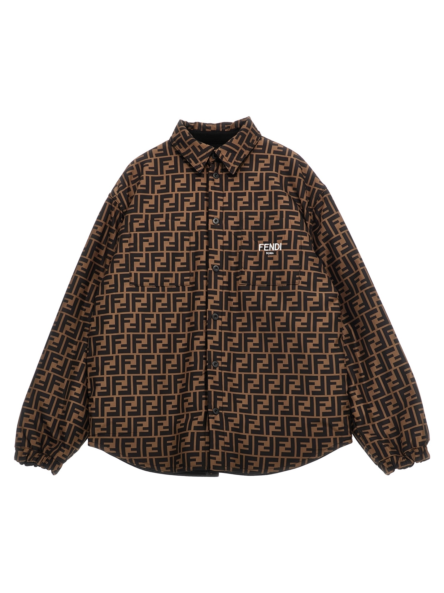 Fendi Revisable Ff-monogram Print Shirt Jacket In Black