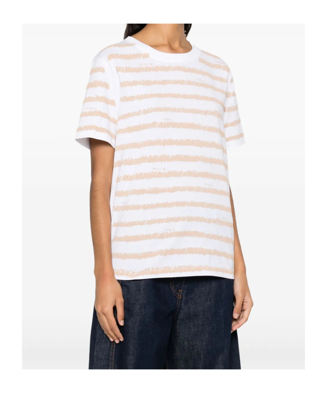 Marni Scribble Stripes T-shirt In White