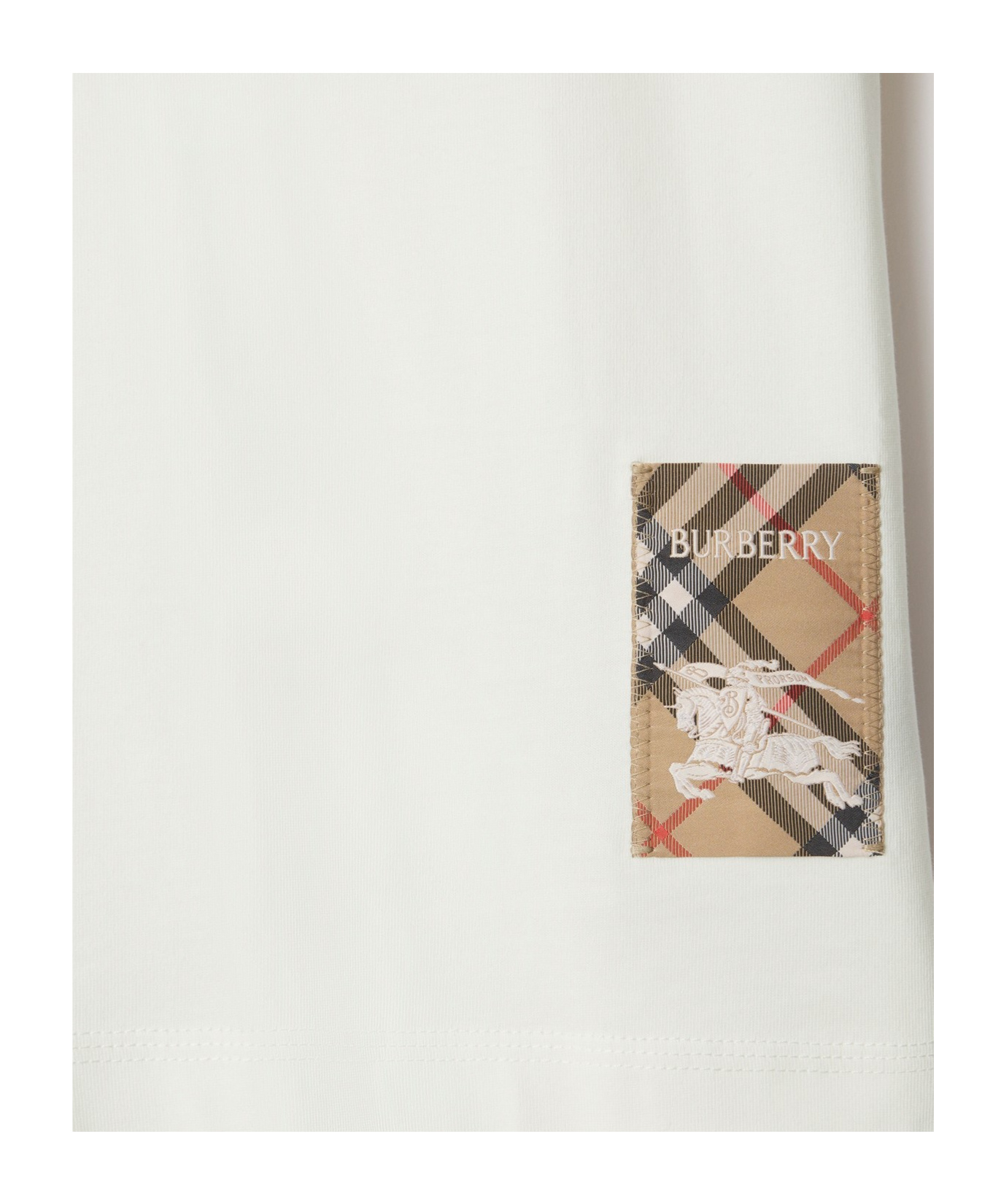 Burberry Cotton T-shirt With Check Application In White