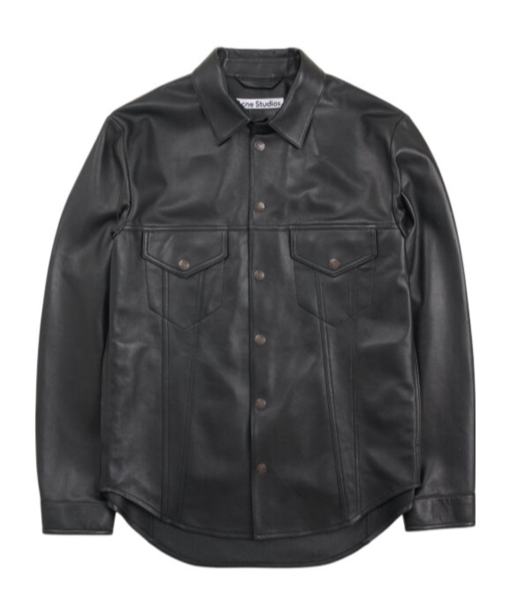 Acne Studios Long-sleeved Leather Jacket In Black