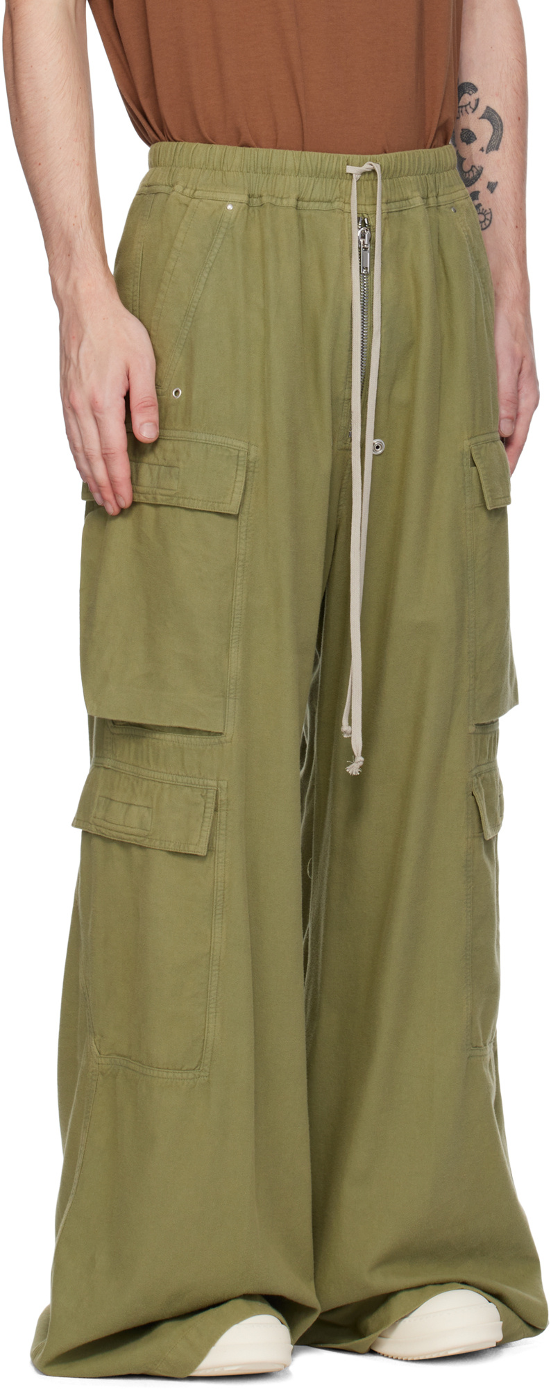 Rick Owens Drkshdw Green Porterville Double Jumbo Belas Cargo Pants In Green