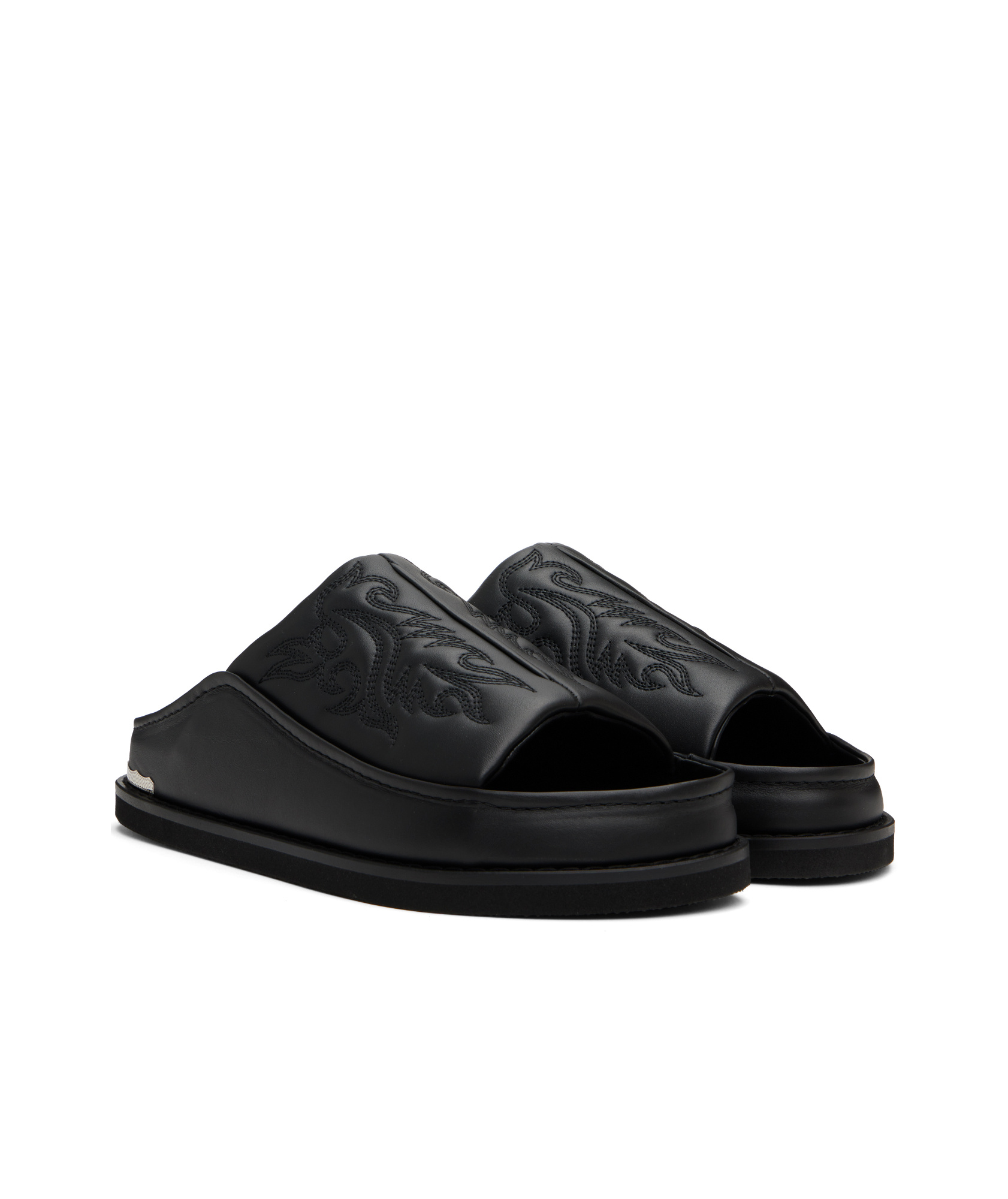 Toga Virilis Embroidered Sandals In Black