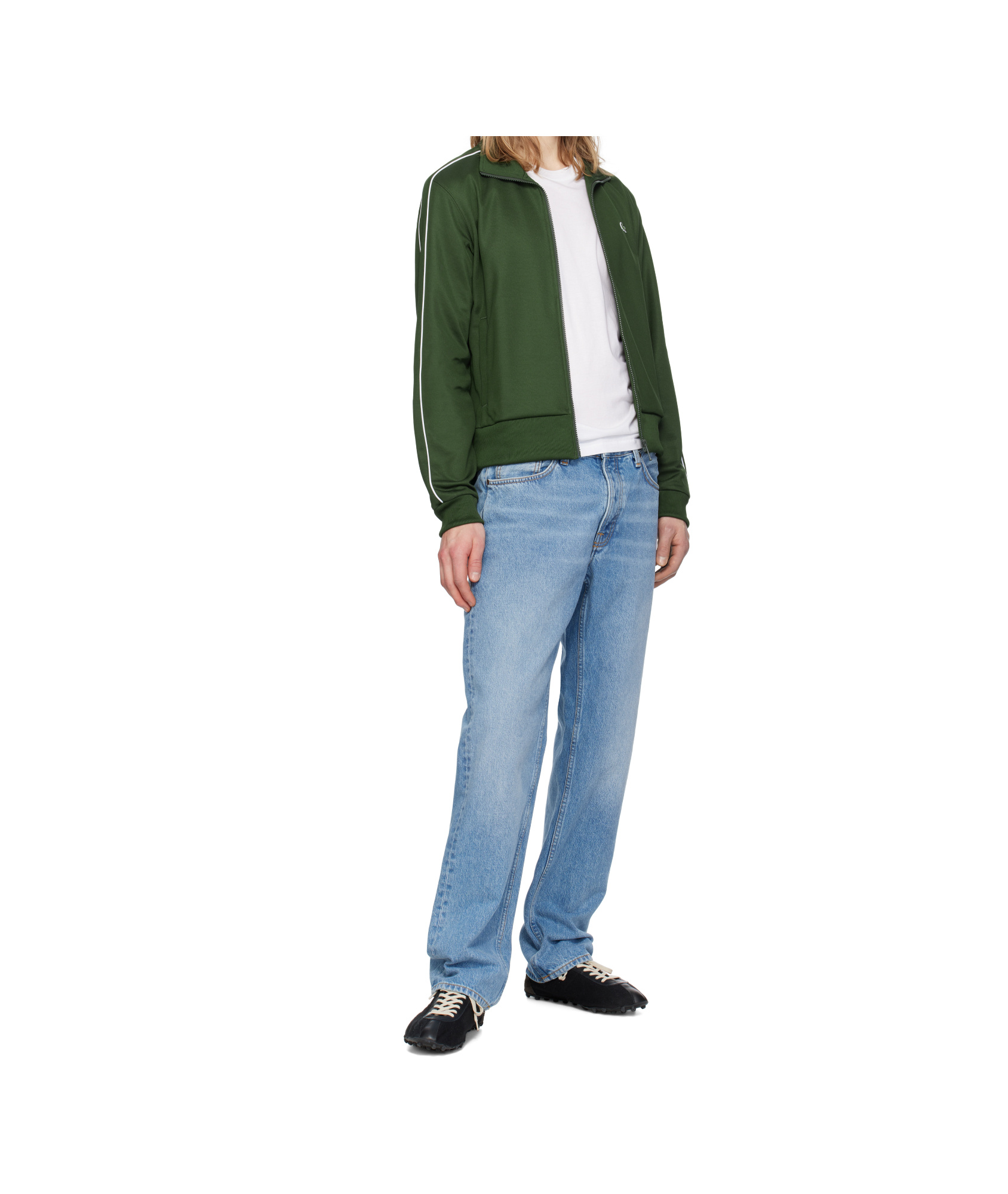 Lacoste Paris Piqué Zipped Track Jacket In Green