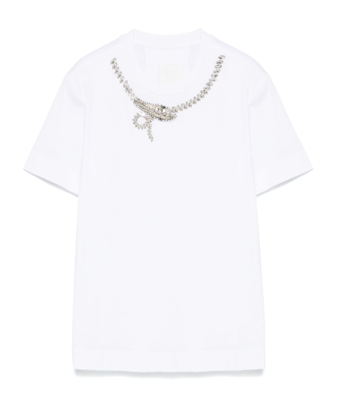 Givenchy Slim Fit T-shirt In Cotton With Crystals Snake In White
