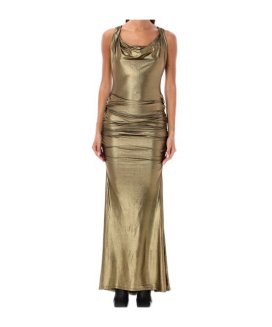 Vivienne Westwood Liz Jersey Dress Disco Jersey Gold Xs Women In Brown