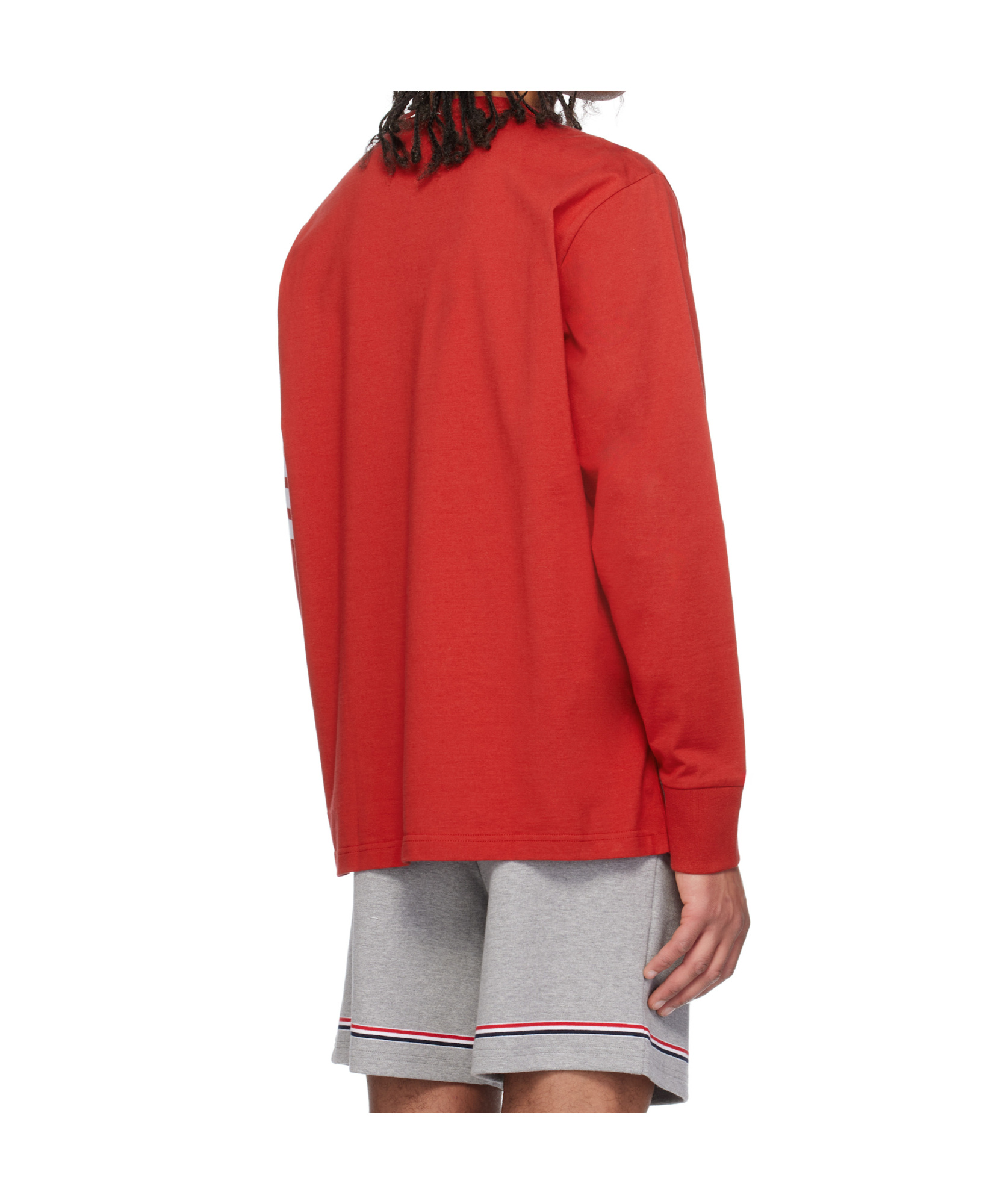 Shop Thom Browne 4-bar Stripe Cotton T-shirt In Red