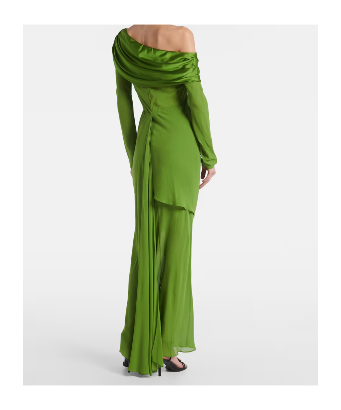 Christopher Esber Draped Sheer Silk Georgette Gown In Green