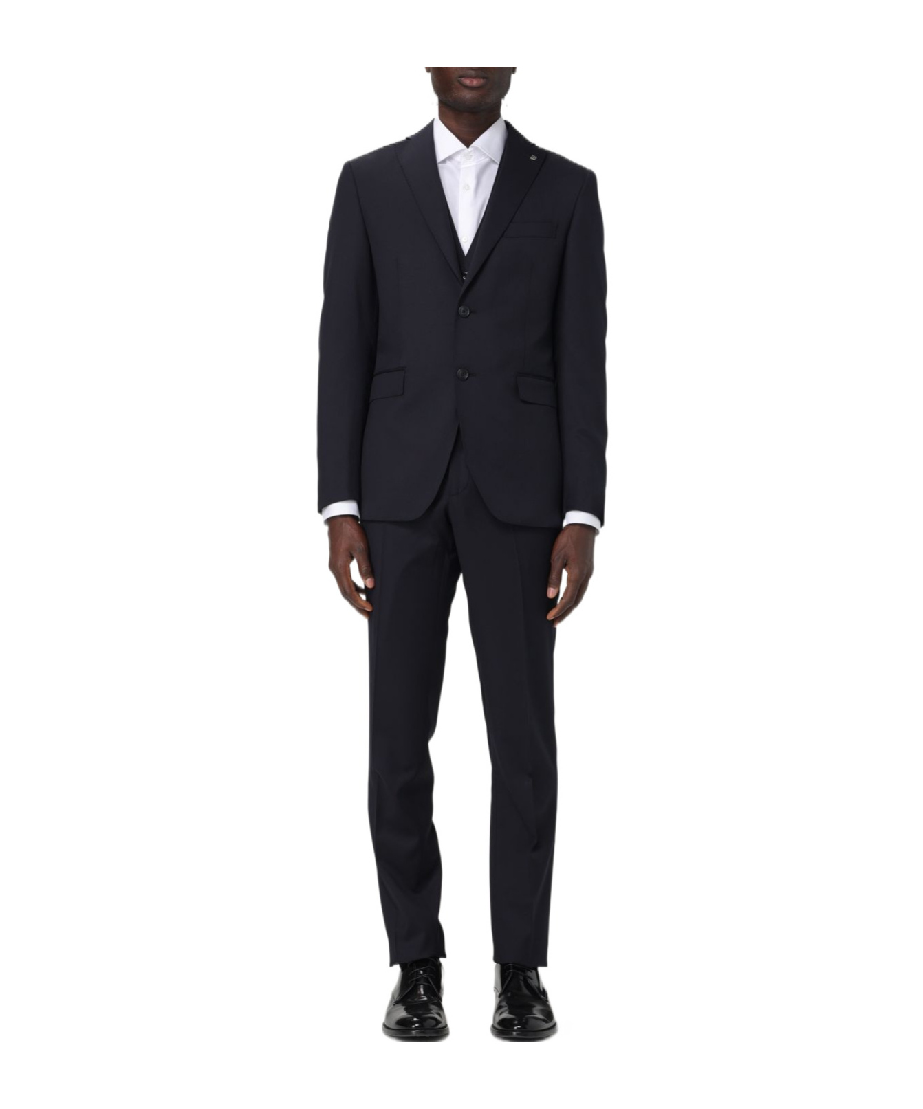 Tagliatore Long-sleeved Coat Belt Ring Trousers Suit In Black