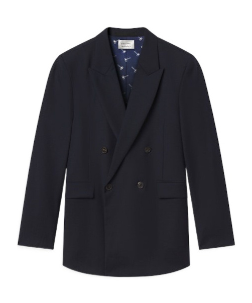 Frame Double-breasted Suit Jacket In Black