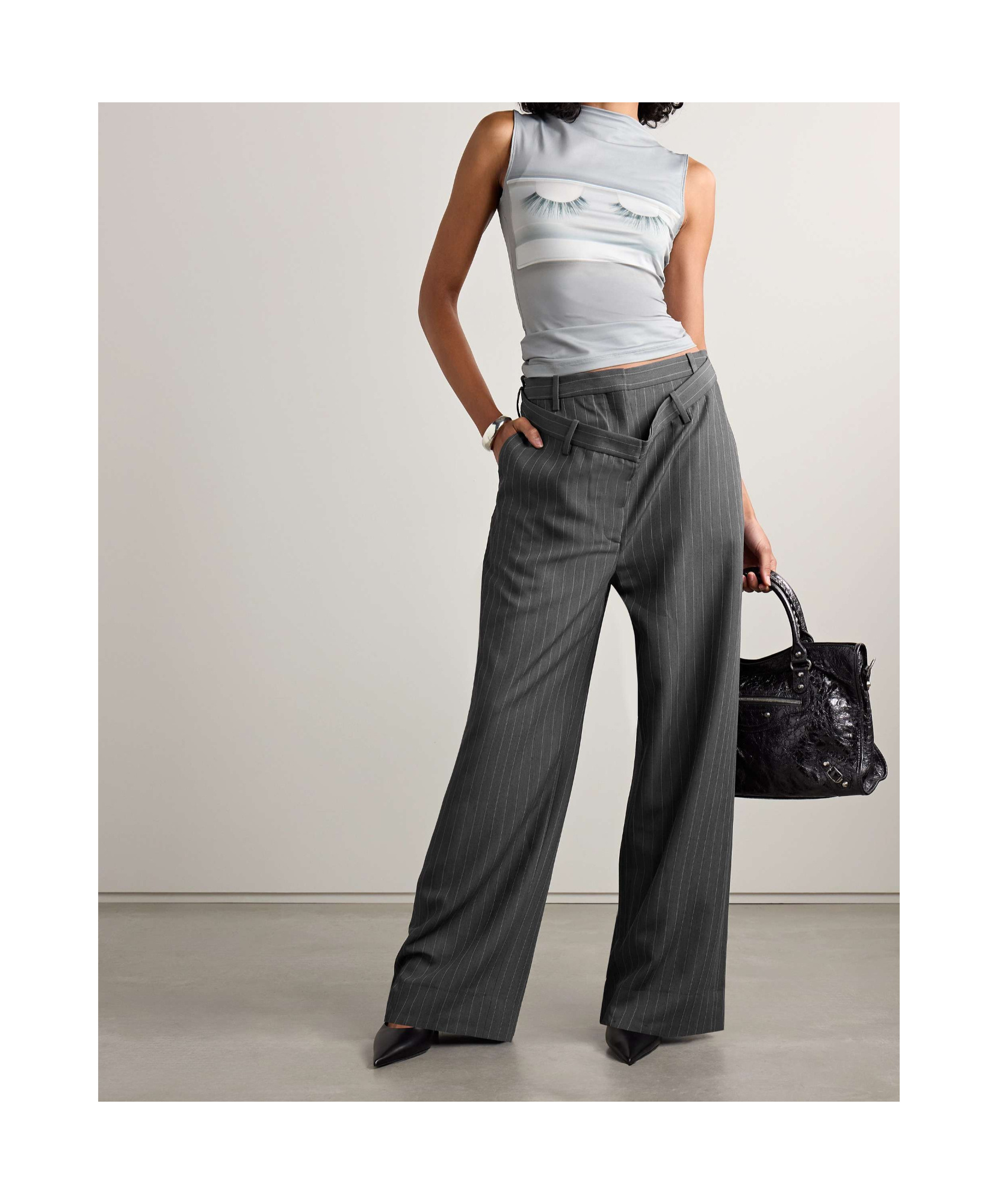 Acne Studios Pinstripe-pattern Trousers In Black