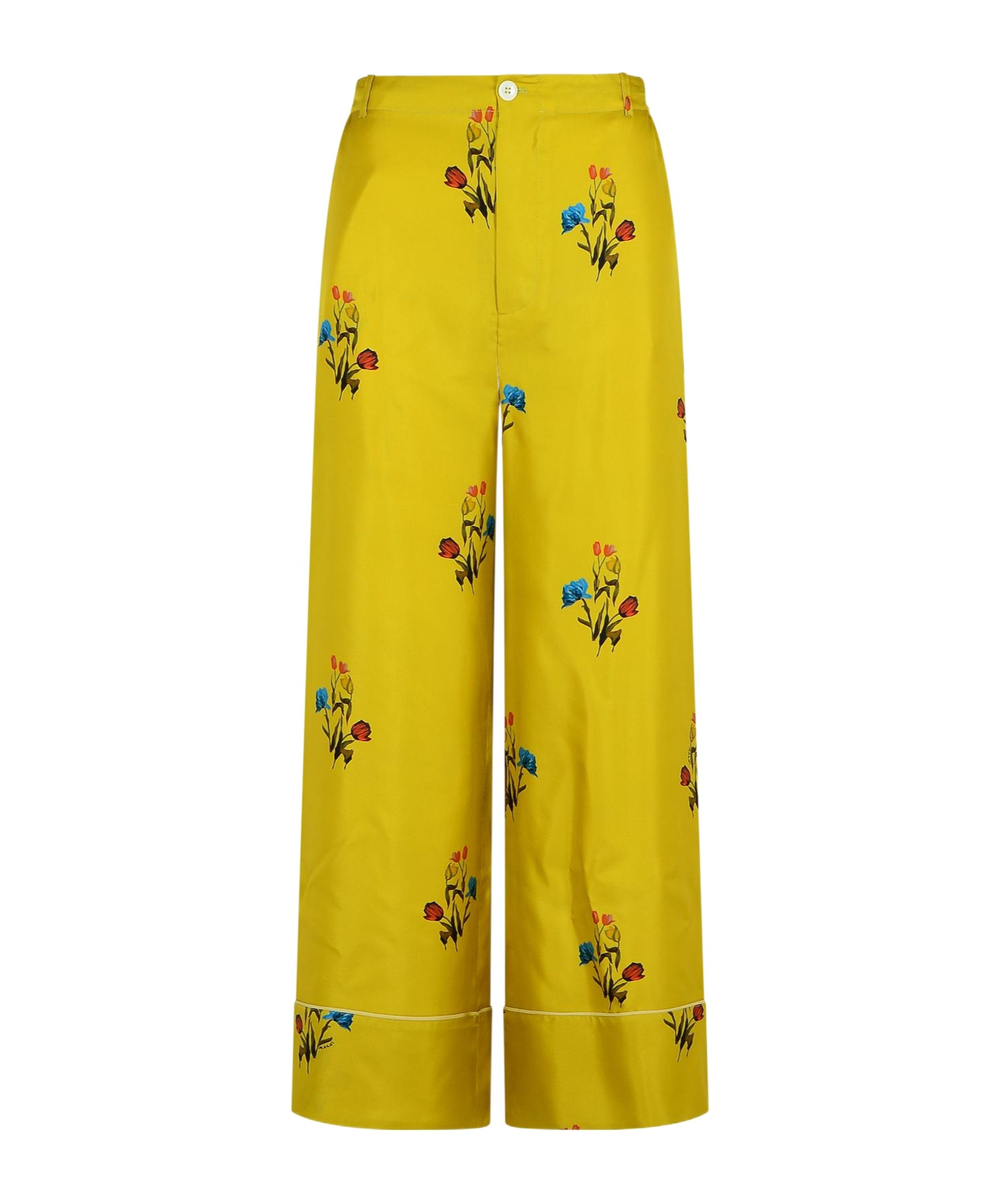 Marni Floral-print Elastic-waistband Straight Trousers In Yellow