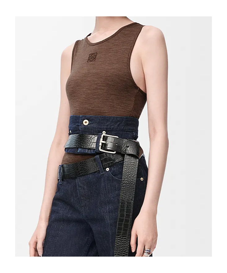 Shop Loewe Anagram Tank Top In Stretch Wool In Brown