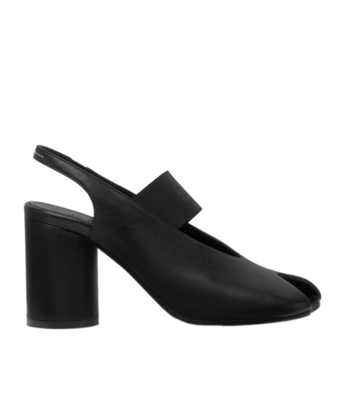 Mm6 Maison Margiela Anatomic Numeric Slingback Peep Toe Block Heel In Black