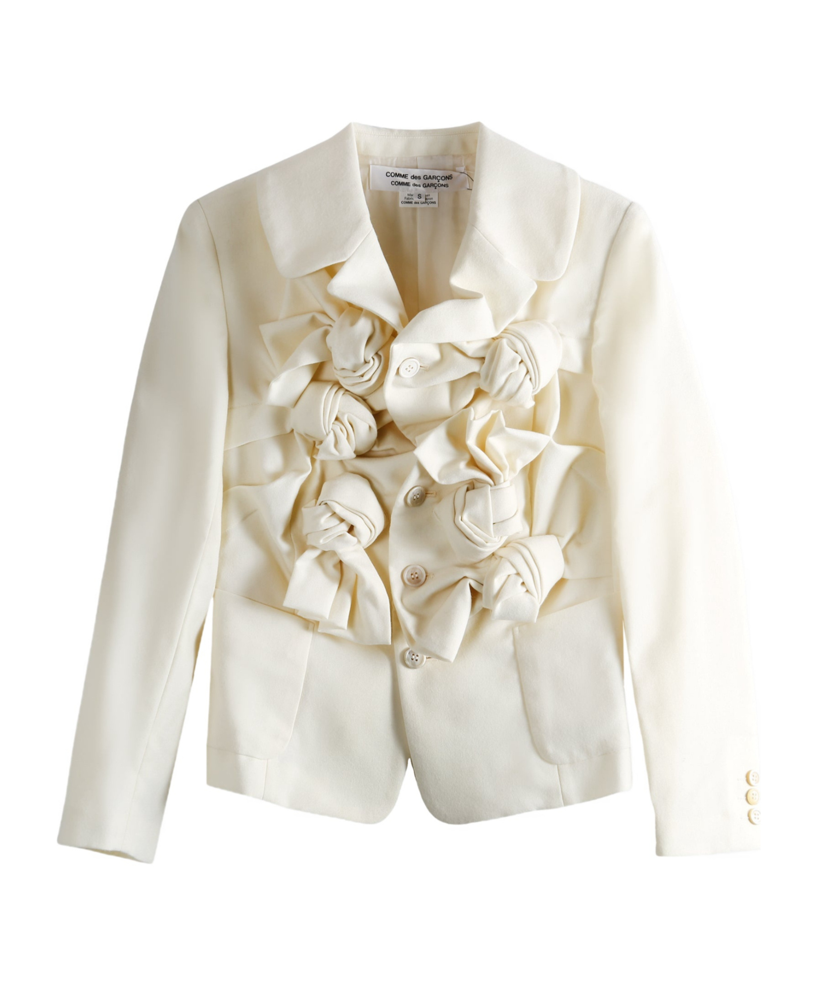 Comme Des Garçons Rose-detail Button Jacket In Neutral