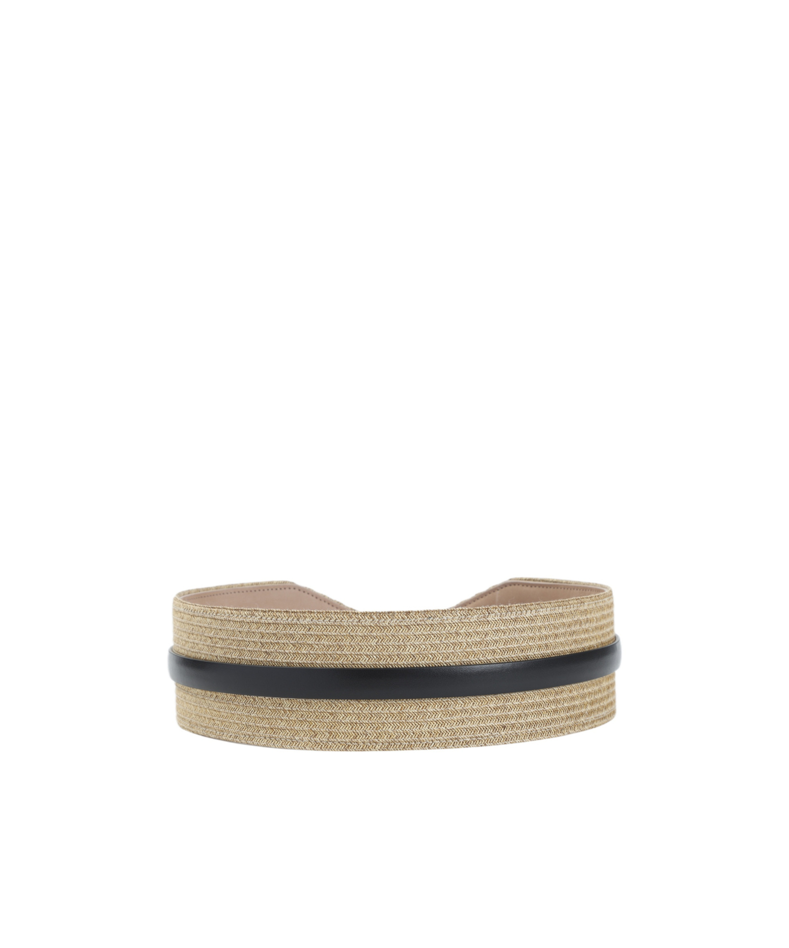 Alaïa Woven Paper Straw Belt With Gold Buckle In Brown