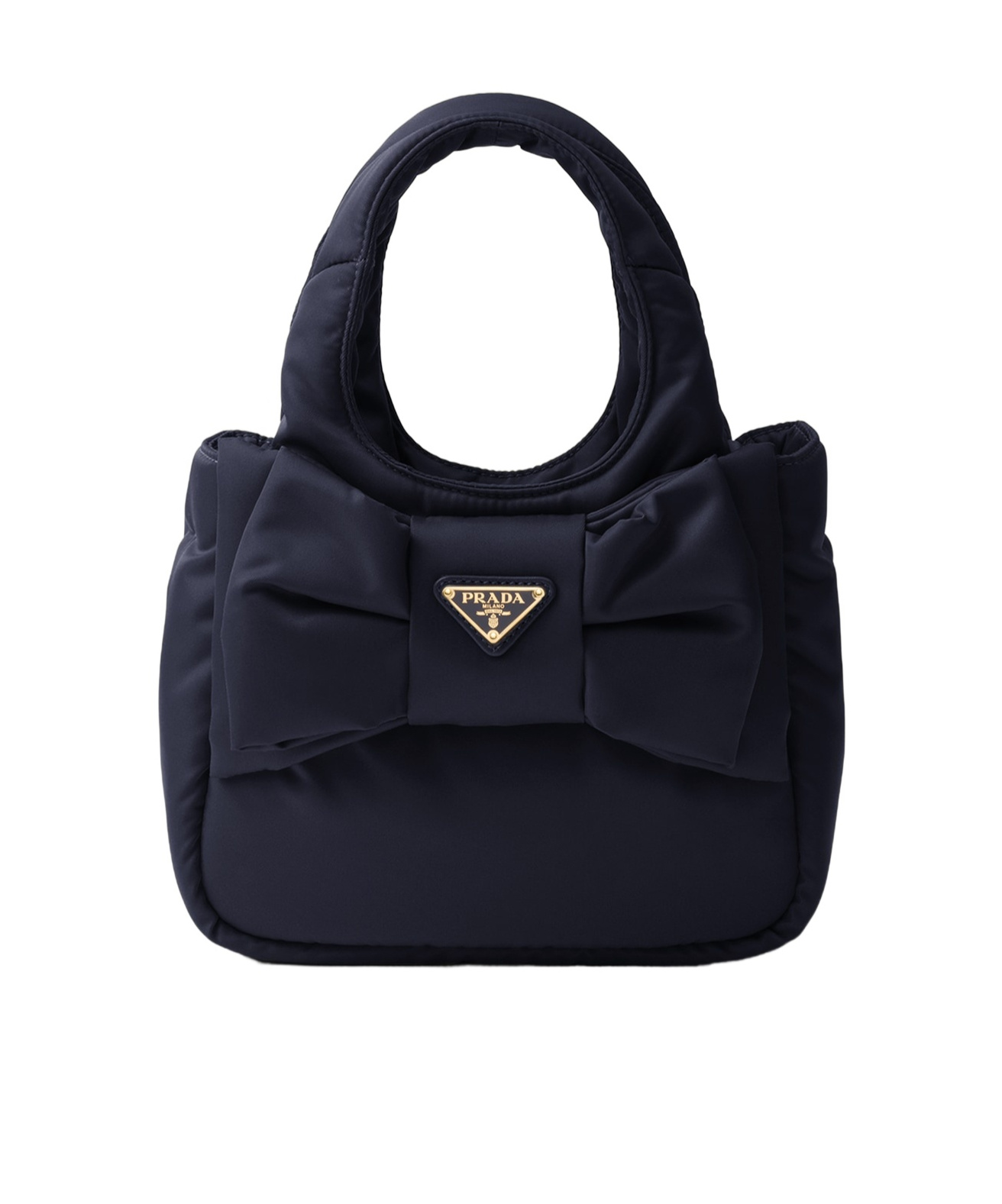Prada Padded Re-nylon Mini-bag With Bow In Blue