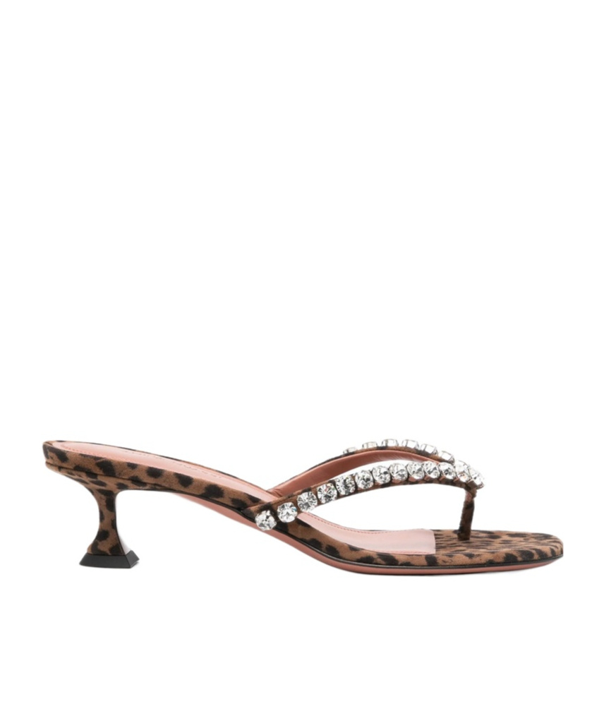 Amina Muaddi Flip-flop High-heeled Sandals In Brown