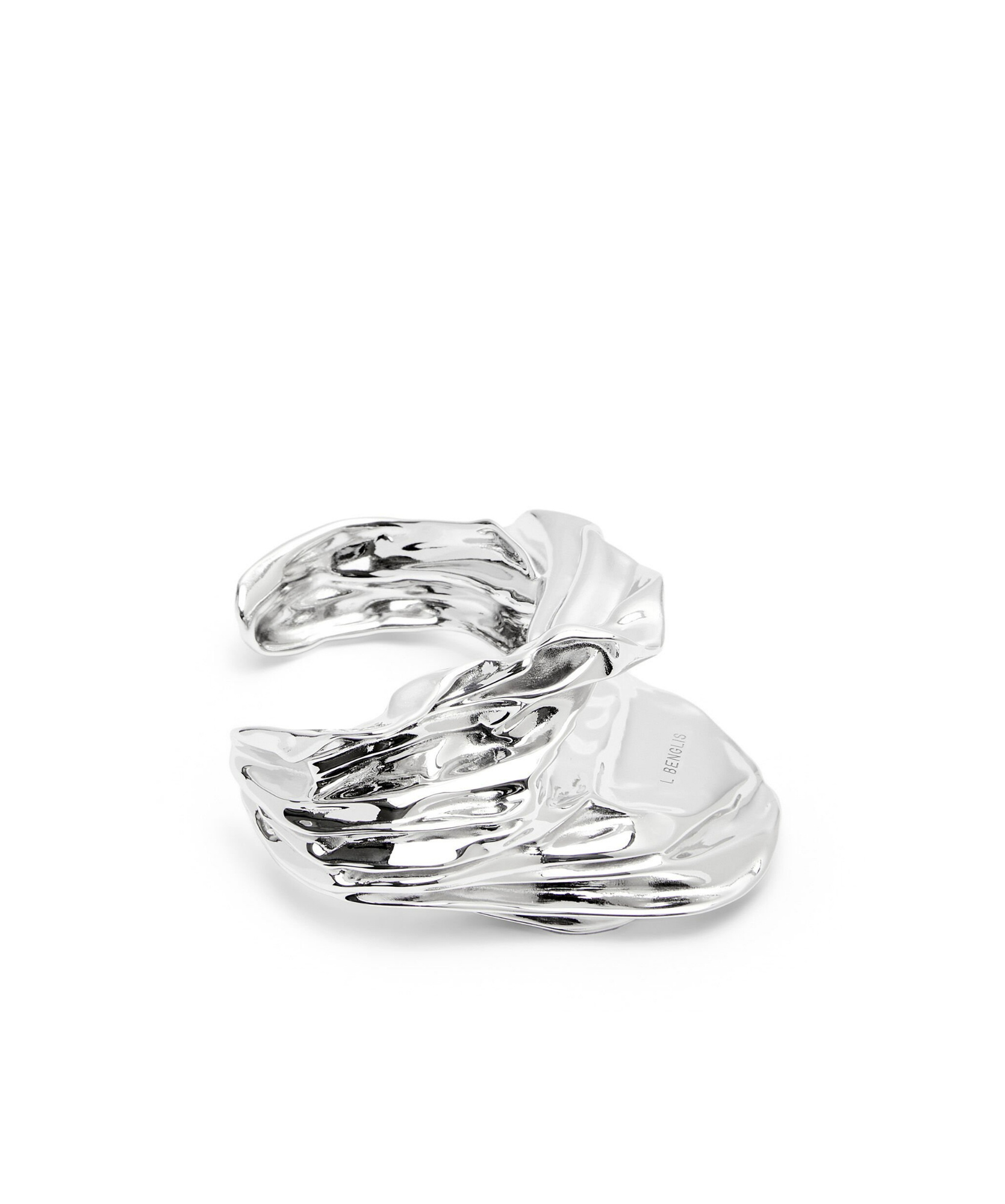Loewe Pleated Fan Cuff In Sterling Silver In White