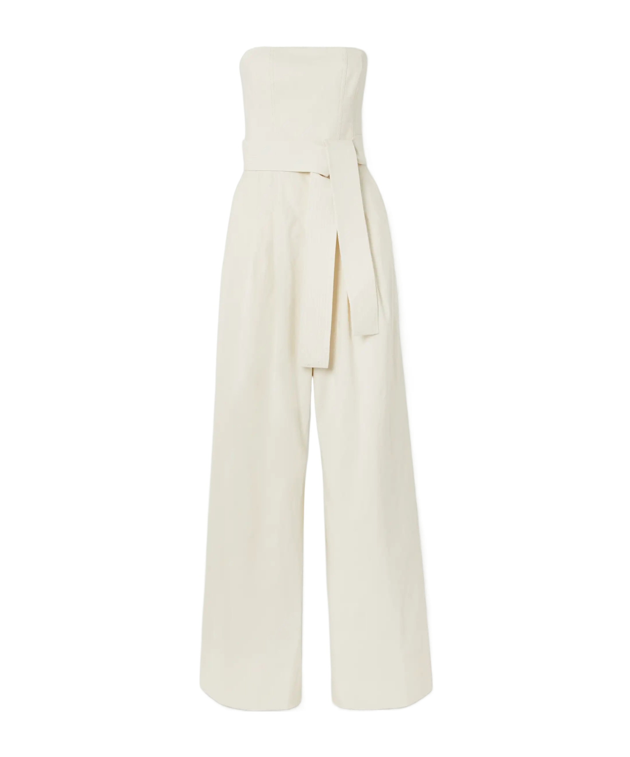 A.l.c Elsie Strapless Belted Linen-blend Jumpsuit In No
