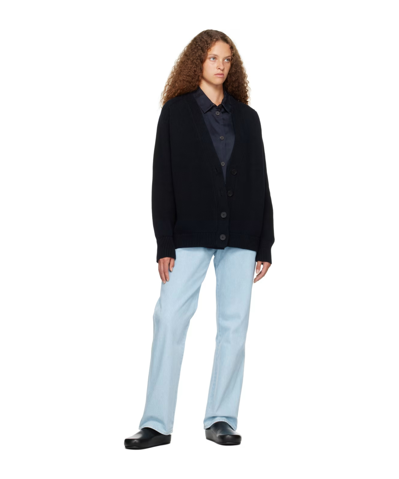Studio Nicholson Belt Loop Zipper Jeans In Blue