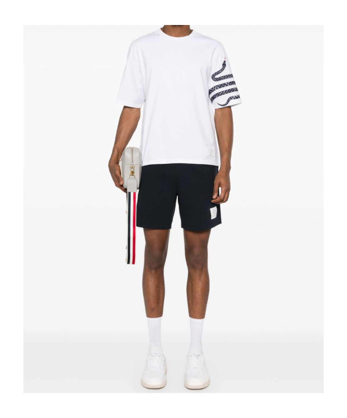 Thom Browne Snake Embroidery Crew Neck T-shirt In White