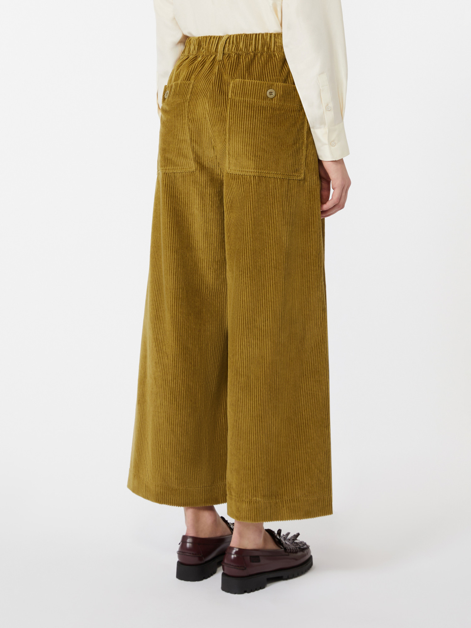 Weekend Max Mara Weekend Maxmara Cropped Cotton Velvet Trousers Olive In Green