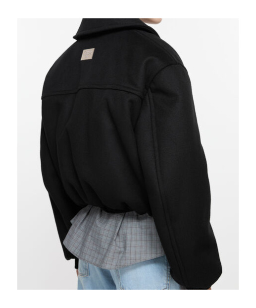 Acne Studios Womens Owelle Bomber Padded Wool-blend Felt Jacket Black In Black