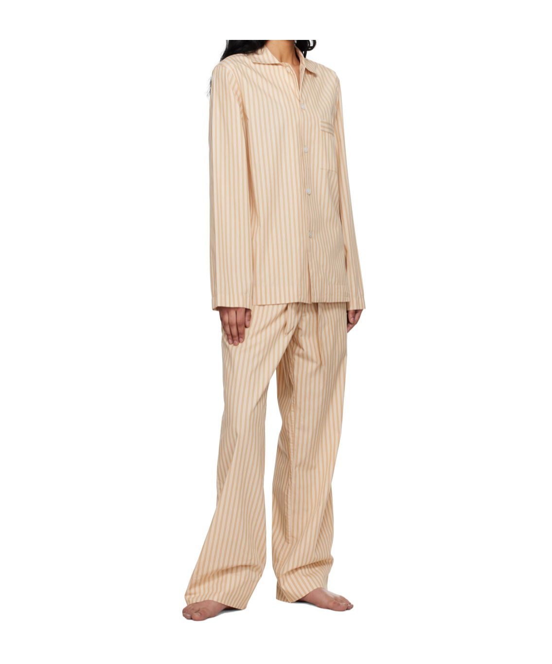 Tekla Striped Pajamas Trousers In Brown