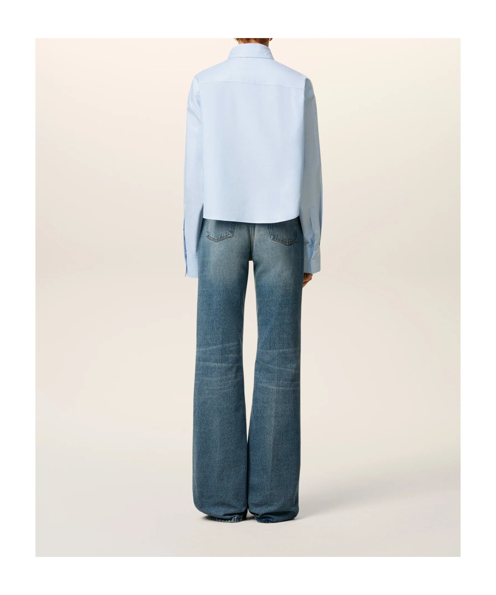 Ami Alexandre Mattiussi Blue Cotton Ami De Coeur Cropped Oversized Shirt Blue In Blue
