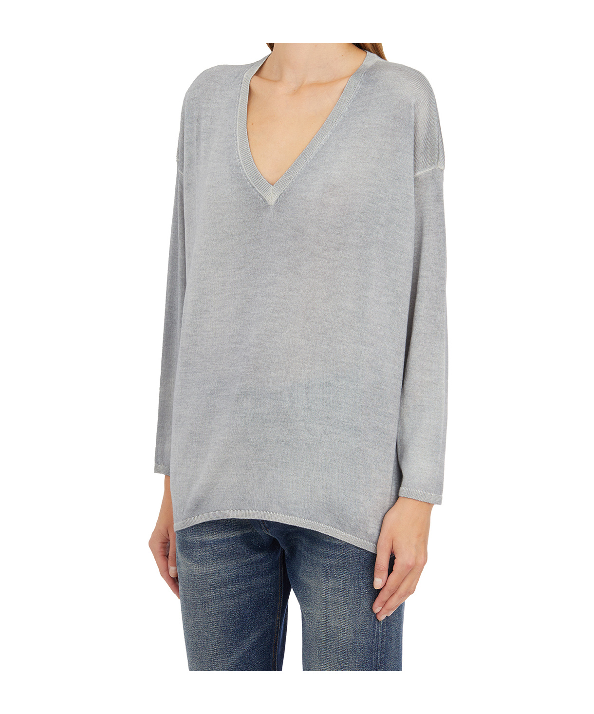 Avant Toi Maglia Scollo A V In Cashmere E Seta In Gray