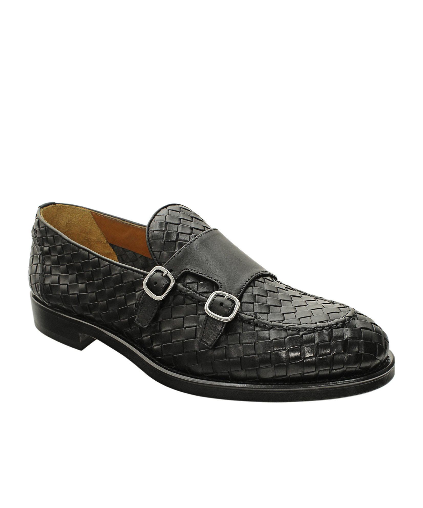 Doucal's Double-buckle Suede Monk Shoes In Black