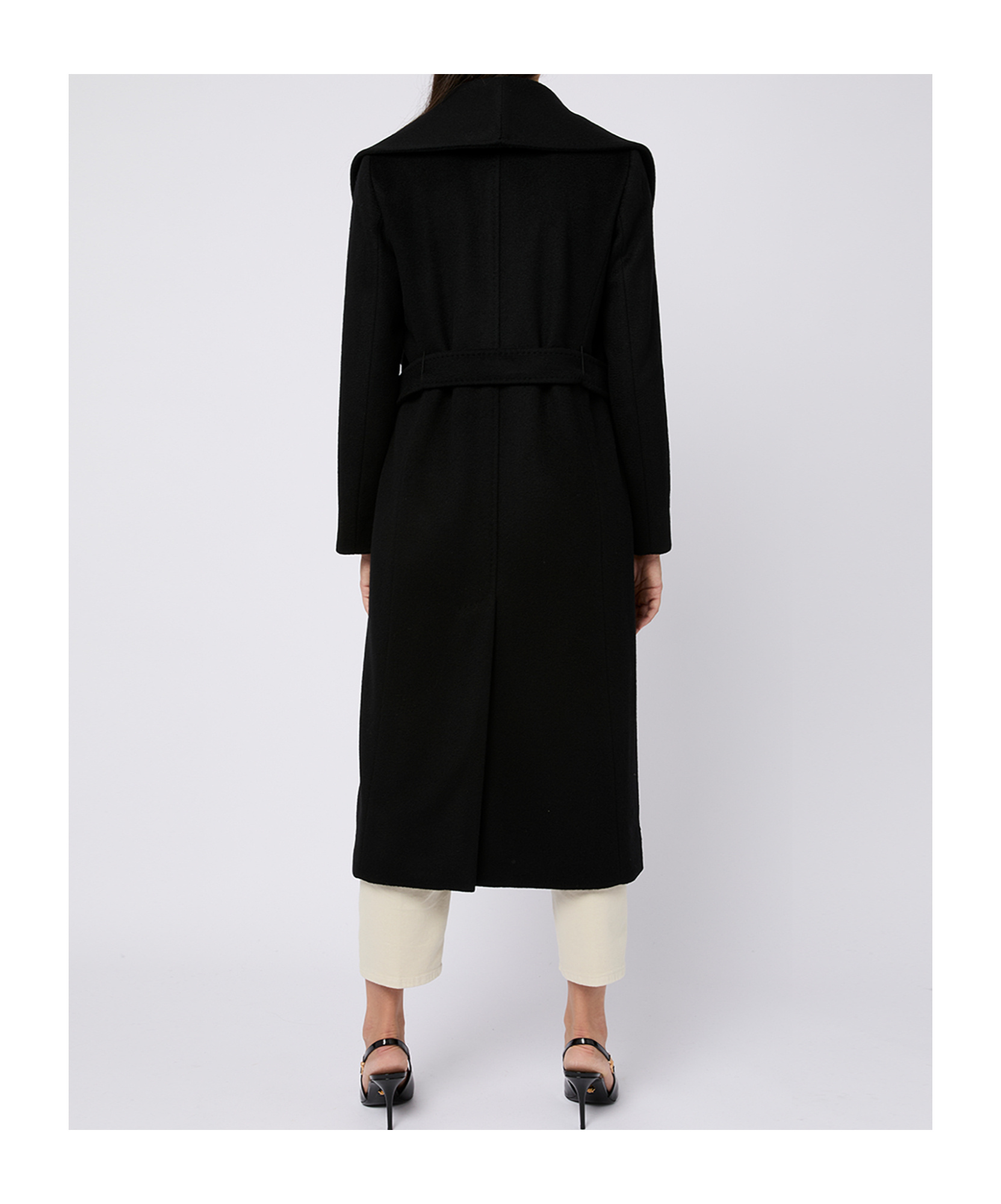 Max Mara Long Belted Coat In Black