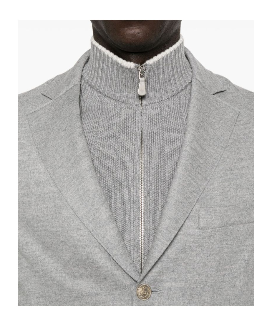Eleventy Ribbed-sleeves Buttoned Jacket In Gray
