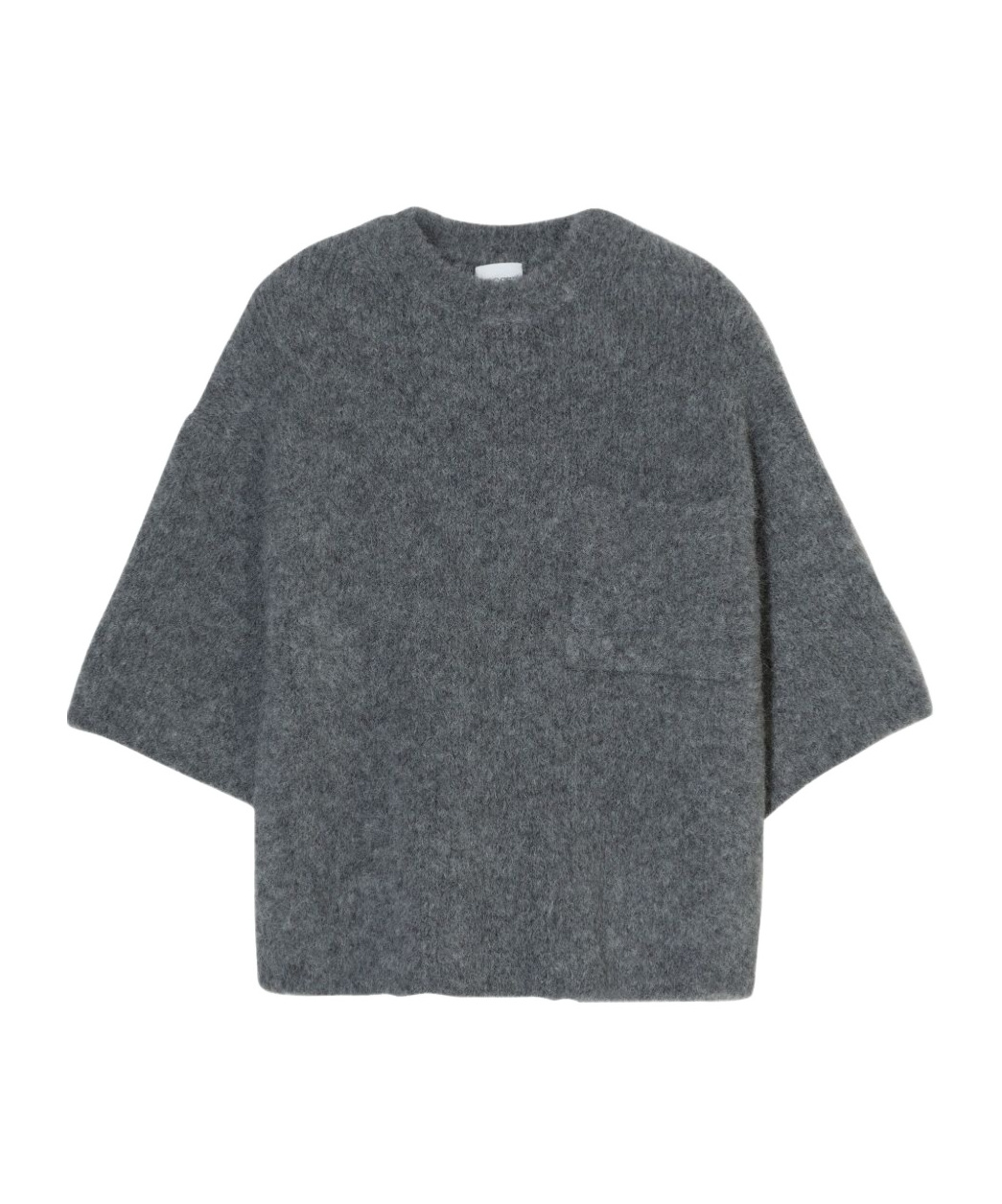 Closed Round-neck Knitted Sweater In Gray