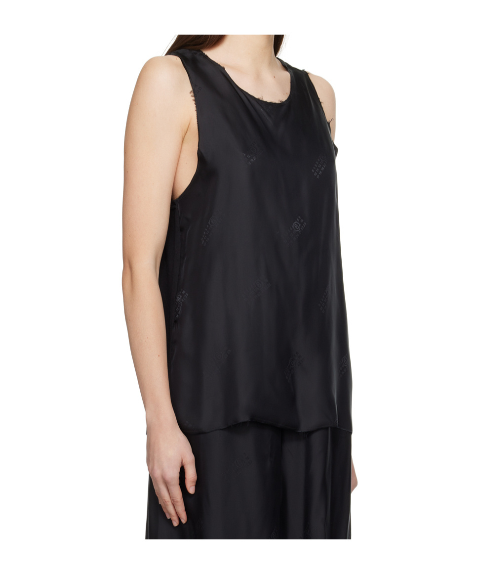Mm6 Maison Margiela Numbers Motif-print Panelled Tank Top In Black