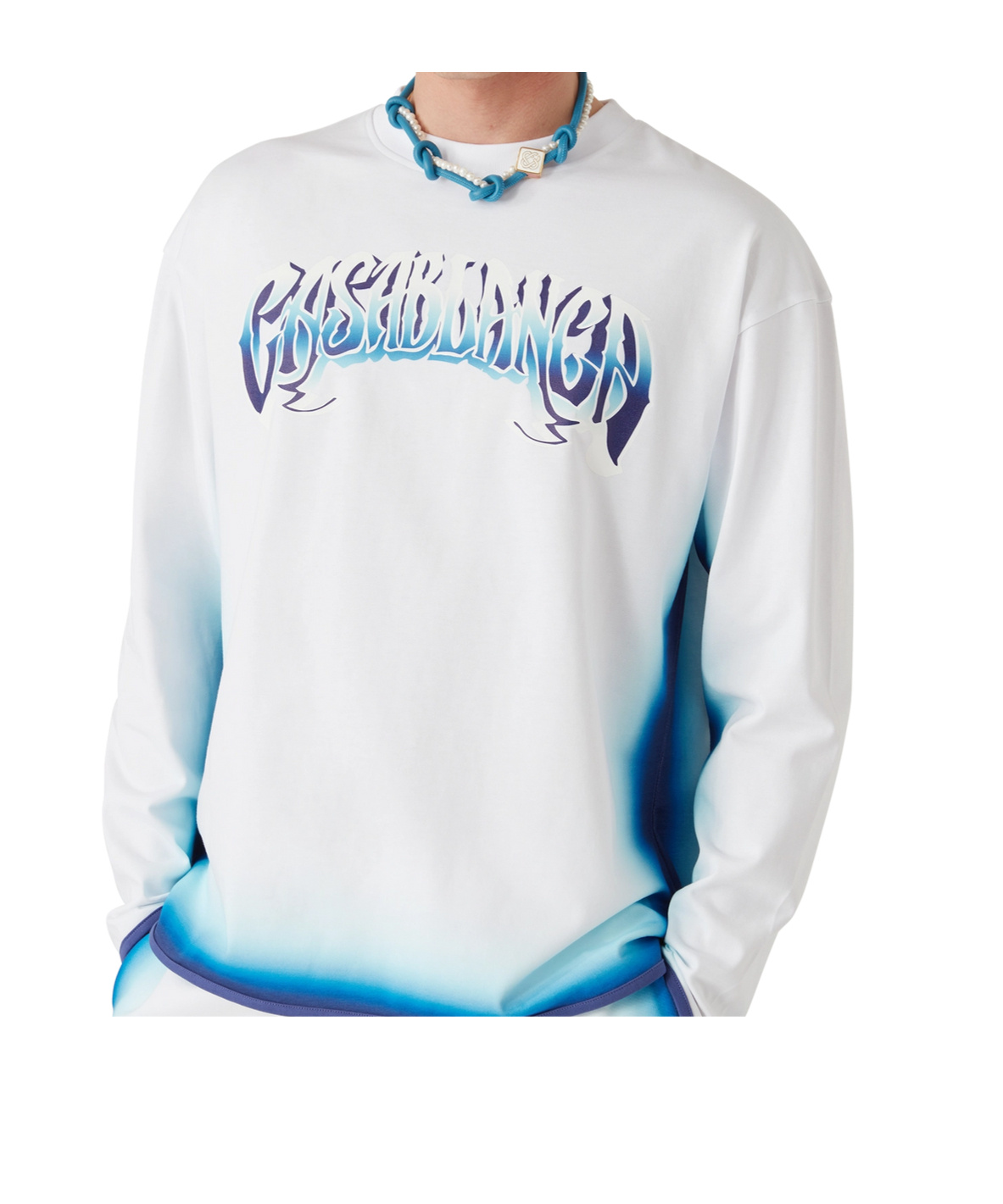 Shop Casablanca Faded-logo T-shirt In White